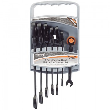 Flexible Head Ratcheting Metric Combination Spanner Set (7 Piece) Flexible Head Ratcheting Metric Combination Spanner Set (7 Piece)
