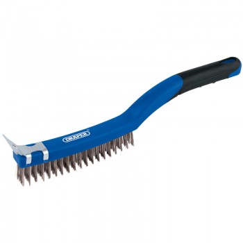 3 Row Stainless Steel Wire Scratch Brush with Scraper, 350mm 3 Row Stainless Steel Wire Scratch Brush with Scraper, 350mm