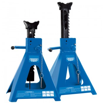 Pair of Pneumatic Rise Ratcheting Axle Stands, 10 Tonne Pair of Pneumatic Rise Ratcheting Axle Stands, 10 Tonne