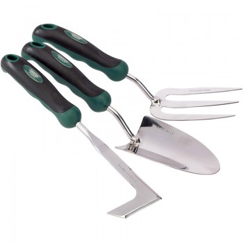 Stainless Steel Heavy Duty Soft Grip Fork, Trowel and Weeder Set (3 Piece) Stainless Steel Heavy Duty Soft Grip Fork, Trowel and Weeder Set (3 Piece)