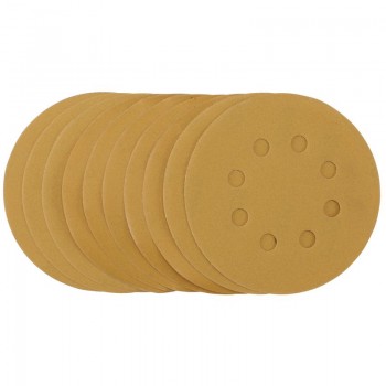 Gold Sanding Discs with Hook & Loop, 125mm, 320 Grit (Pack of 10)