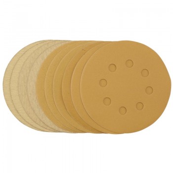 Gold Sanding Discs with Hook & Loop, 125mm, Assorted Grit - 120G, 180G, 240G, 320G, 400G (Pack of 10)