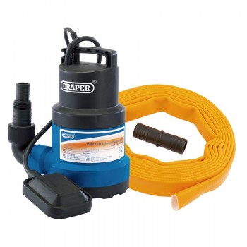 Submersible Clear Water Pump Kit with Layflat Hose & Adaptor, 125L/Min, 5m x 25mm, 350W Submersible Clear Water Pump Kit with Layflat Hose & Adaptor, 125L/Min, 5m x 25mm, 350W
