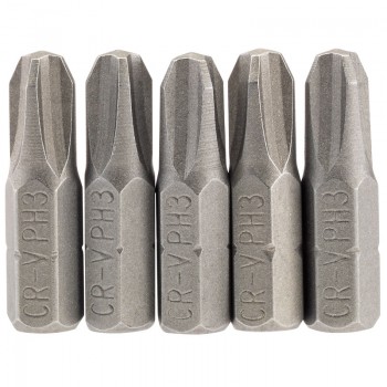 Cross Slot Insert Bit, 1/4” Hex, 25mm Long, No.3 (Pack of 5) Cross Slot Insert Bit, 1/4” Hex, 25mm Long, No.3 (Pack of 5)