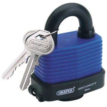 Laminated Steel Padlock and 2 Keys with Hardened Steel Shackle and Bumper, 54mm