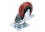 Swivel Plate Fixing Polyurethane Wheel with Brake, 100mm Diameter, S.W.L. 125kg