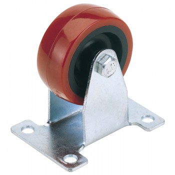 Fixed Plate Fixing Polyurethane Wheel, 100mm Diameter, S.W.L. 125kg