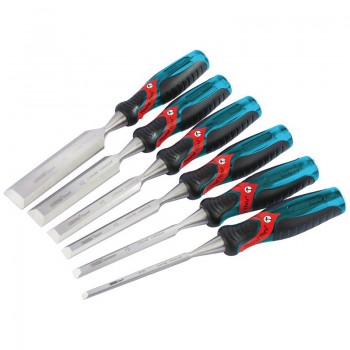 Soft Grip ’Pound Thru’ Bevel Edge Wood Chisel Set, 140mm (6 Piece) Soft Grip ’Pound Thru’ Bevel Edge Wood Chisel Set, 140mm (6 Piece)
