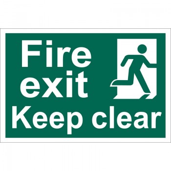 Fire Exit Keep Clear’ Safety Sign, 300 x 200mm, Design 1 Fire Exit Keep Clear’ Safety Sign, 300 x 200mm, Design 1