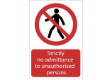 No Admittance&rsquo; Prohibition Sign, 400 x 600mm