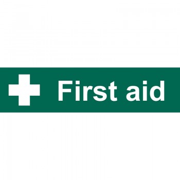 &rsquo;First Aid&rsquo; Safety Sign, 200 x 50mm