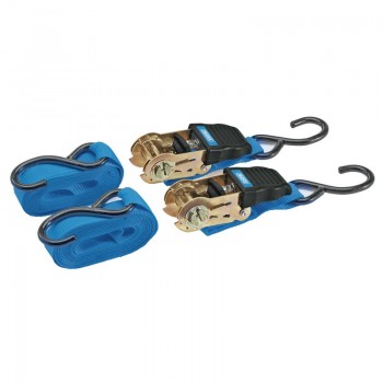 Ratcheting Tie Down Straps, 4.5m x 25mm, 225kg (2 Piece) Ratcheting Tie Down Straps, 4.5m x 25mm, 225kg (2 Piece)