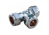 Compression Equal Tee - 15mm x 15mm Chrome