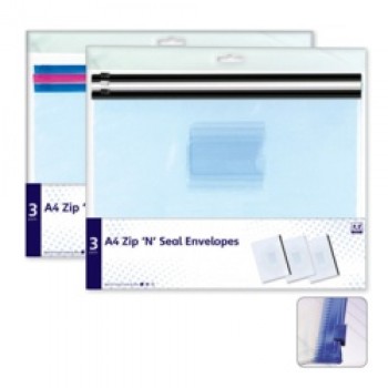 A4 Zip & Seal Plastic Envelopes - Pack 3 A4 Zip & Seal Plastic Envelopes - Pack 3